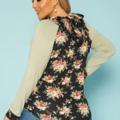 Plus Size Floral Print Hooded Sweater -Radiant Drape Sales 2019548 001 3