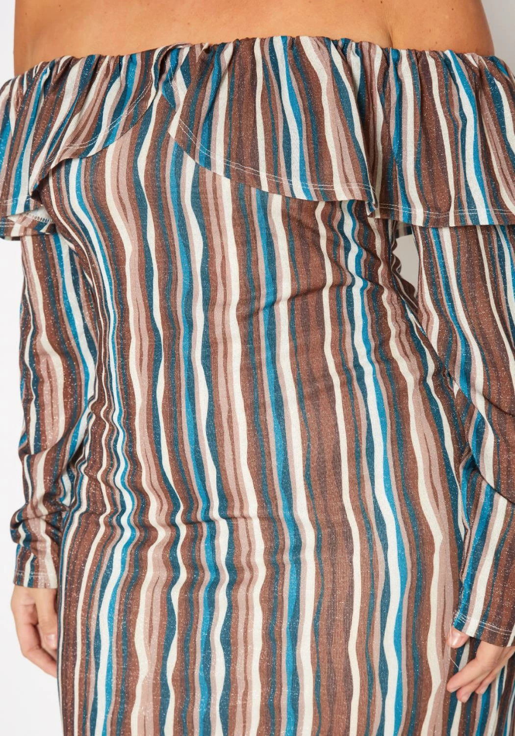 Plus Size Multi Striped Off Shoulder Dress 5 Plus Size Multi Striped Off Shoulder Dress - Image 5