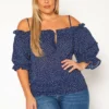 Plus Size Polka Dot Off Shoulder Cami Blouse
