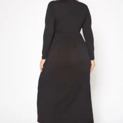 Plus Size Basic Long Sleeve Fit & Flare Maxi Dress -Radiant Drape Sales 2019556 001 3