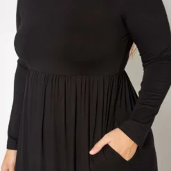 Plus Size Basic Long Sleeve Fit & Flare Maxi Dress -Radiant Drape Sales 2019556 001 4