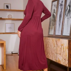 Plus Size Basic Long Sleeve Fit & Flare Maxi Dress -Radiant Drape Sales 2019556 111 3