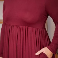 Plus Size Basic Long Sleeve Fit & Flare Maxi Dress -Radiant Drape Sales 2019556 111 4