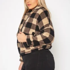 Plus Size Faux Fur Plaid Zip Front Sweater 7 Plus Size Faux Fur Plaid Zip Front Sweater -Radiant Drape Sales 2019559 118 2