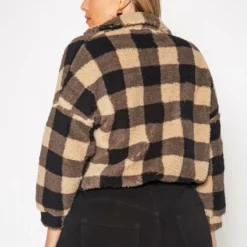 Plus Size Faux Fur Plaid Zip Front Sweater 8 Plus Size Faux Fur Plaid Zip Front Sweater -Radiant Drape Sales 2019559 118 3