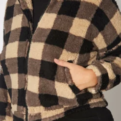 Plus Size Faux Fur Plaid Zip Front Sweater 9 Plus Size Faux Fur Plaid Zip Front Sweater -Radiant Drape Sales 2019559 118 4