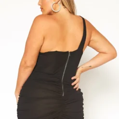 Plus Size Bustier Asymmetric Sleeve Mini Dress -Radiant Drape Sales 2019561 001 2