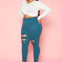 Vibrant Plus Size Distressed Skinny Denim Jeans -Radiant Drape Sales 2019583 158 2