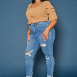 Vibrant Plus Size Distressed Mid Rise Skinny Jean -Radiant Drape Sales 2019589 938 2