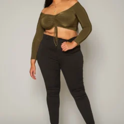 Vibrant Plus Size High Waist Black Denim Skinny Jean