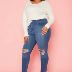 Vibrant Plus Size Distressed Skinny Denim Jeans -Radiant Drape Sales 2019591 938 2