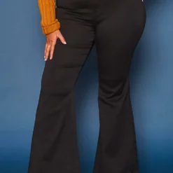 Vibrant Plus Size Bell Bottom Black Denim Jean