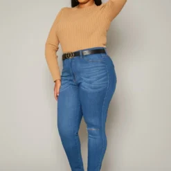 Vibrant Plus Size Knee Rip Skinny Denim Jean -Radiant Drape Sales 2019593 938 2