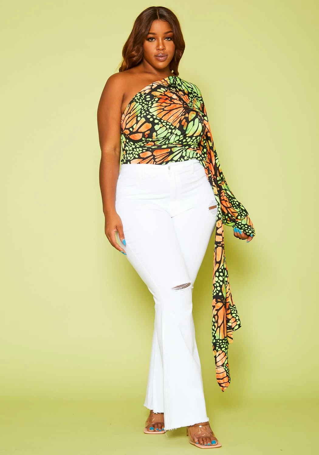 Vibrant Plus Size Distressed Bell Bottom Denim Jean 1 Vibrant Plus Size Distressed Bell Bottom Denim Jean