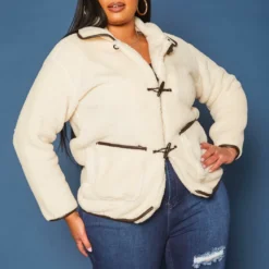 Plus Size Faux Fur Toggle Duffle Coat