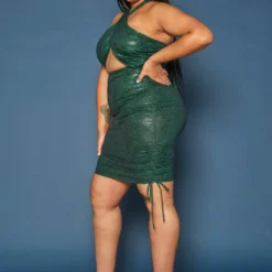 Plus Size Holographic Shimmer Halter Neck Mini Dress -Radiant Drape Sales 2019608 103 2