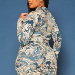 Plus Size Marble Pattern Collar Mini Dress 8 Plus Size Marble Pattern Collar Mini Dress -Radiant Drape Sales 2019614 004 3