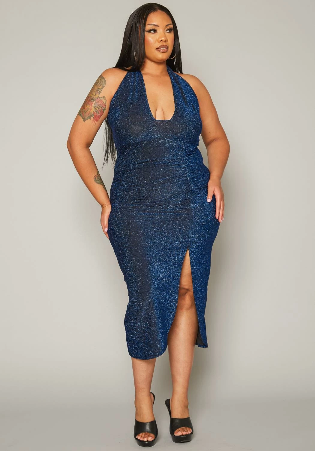 Plus Size Shimmer Halter Neck Bodycon Dress 1 Plus Size Shimmer Halter Neck Bodycon Dress