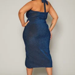 Plus Size Shimmer Halter Neck Bodycon Dress 8 Plus Size Shimmer Halter Neck Bodycon Dress -Radiant Drape Sales 2019615 003 3