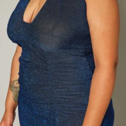 Plus Size Shimmer Halter Neck Bodycon Dress 9 Plus Size Shimmer Halter Neck Bodycon Dress -Radiant Drape Sales 2019615 003 4