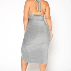 Plus Size Shimmer Halter Neck Bodycon Dress 8 Plus Size Shimmer Halter Neck Bodycon Dress -Radiant Drape Sales 2019615 147 3