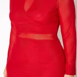 Plus Size Mesh Contrast Long Sleeve Mini Dress 9 Plus Size Mesh Contrast Long Sleeve Mini Dress -Radiant Drape Sales 2019619 110 4