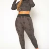 Plus Size Distressed Crop Top & Legging Set