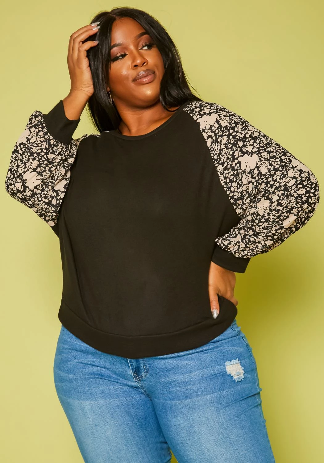 Plus Size Floral Printed Long Sleeve Shirt 1 Plus Size Floral Printed Long Sleeve Shirt