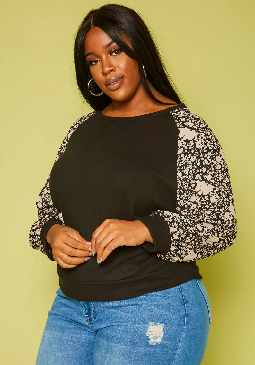 Plus Size Floral Printed Long Sleeve Shirt 3 Plus Size Floral Printed Long Sleeve Shirt - Image 3