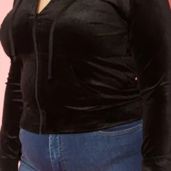 Plus Size Velvet Zip Front Hooded Sweater -Radiant Drape Sales 2019632 001 4