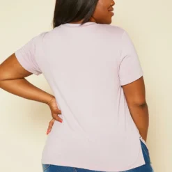 Plus Size V Neck Short Sleeve Top -Radiant Drape Sales 2019642 318 4