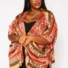 Plus Size Paisley Print Kimono Cardigan
