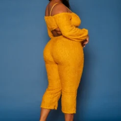 Plus Size Fuzzy Knit Crop Top & Capri Pants Set 8 Plus Size Fuzzy Knit Crop Top & Capri Pants Set -Radiant Drape Sales 2019657 159 3
