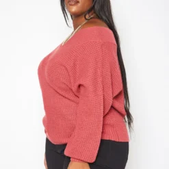 Plus Size Waffle Knit Dolman Sleeve Sweater 7 Plus Size Waffle Knit Dolman Sleeve Sweater -Radiant Drape Sales 2019670 162 2