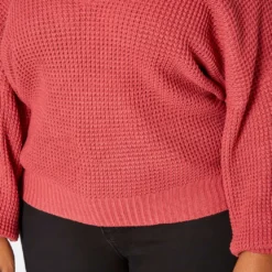 Plus Size Waffle Knit Dolman Sleeve Sweater 9 Plus Size Waffle Knit Dolman Sleeve Sweater -Radiant Drape Sales 2019670 162 4