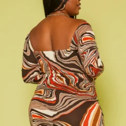 Plus Size Marble Pattern Tie Front Mini Dress 8 Plus Size Marble Pattern Tie Front Mini Dress -Radiant Drape Sales 2019683 128 2