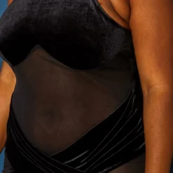 Plus Size Velvet Mesh Contrast Bodycon Mini Dress -Radiant Drape Sales 2019686 001 4