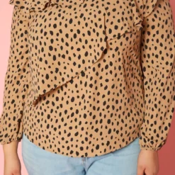 Plus Size Dotted Long Sleeve Blouse -Radiant Drape Sales 2019692 190 4