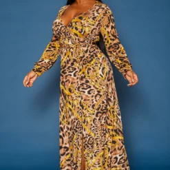 Plus Size Chainlink Leopard Print Fit & Flare Maxi Dress -Radiant Drape Sales 2019702 001 2