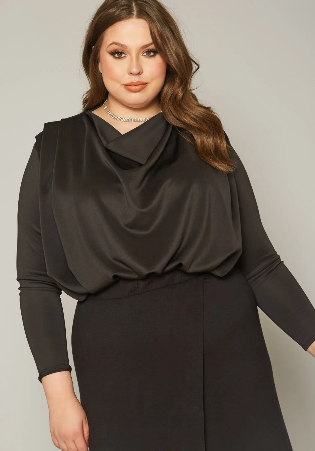 Plus Size Cowl Neck Long Sleeve Blouse 1 Plus Size Cowl Neck Long Sleeve Blouse