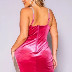 Plus Size Crystal Detailed Velvet Mini Dress 8 Plus Size Crystal Detailed Velvet Mini Dress -Radiant Drape Sales 2019726 001 4
