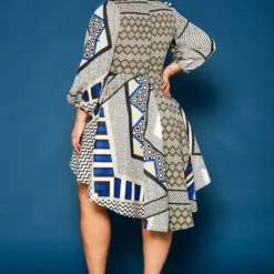 Plus Size Geo Print High To Low Flare Dress 8 Plus Size Geo Print High To Low Flare Dress -Radiant Drape Sales 2019756 003 3