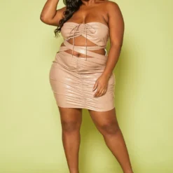 Plus Size Faux Leather Cut Out Tube Mini Dress 7 Plus Size Faux Leather Cut Out Tube Mini Dress -Radiant Drape Sales 2019776 001 1
