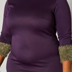 Plus Size Fuzzy Knit Trim Midi Dress -Radiant Drape Sales 2019778 001 4