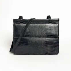 Ciara Croc Faux Leather Black Travel Bag