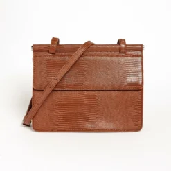 Ciara Croc Faux Leather Brown Travel Bag