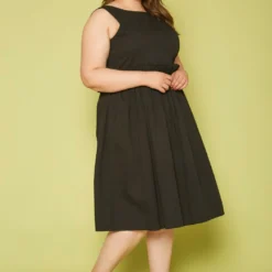 Plus Size Yellow Trim Fit & Flare Mini Dress -Radiant Drape Sales 2019844 001 2