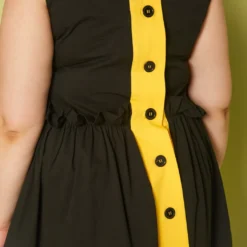 Plus Size Yellow Trim Fit & Flare Mini Dress -Radiant Drape Sales 2019844 001 4