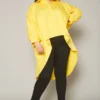 Plus Size Collar Neck High Low Shirt