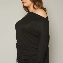 Plus Size Asymmetric Cold Shoulder Long Sleeve Top -Radiant Drape Sales 2019863 001 2